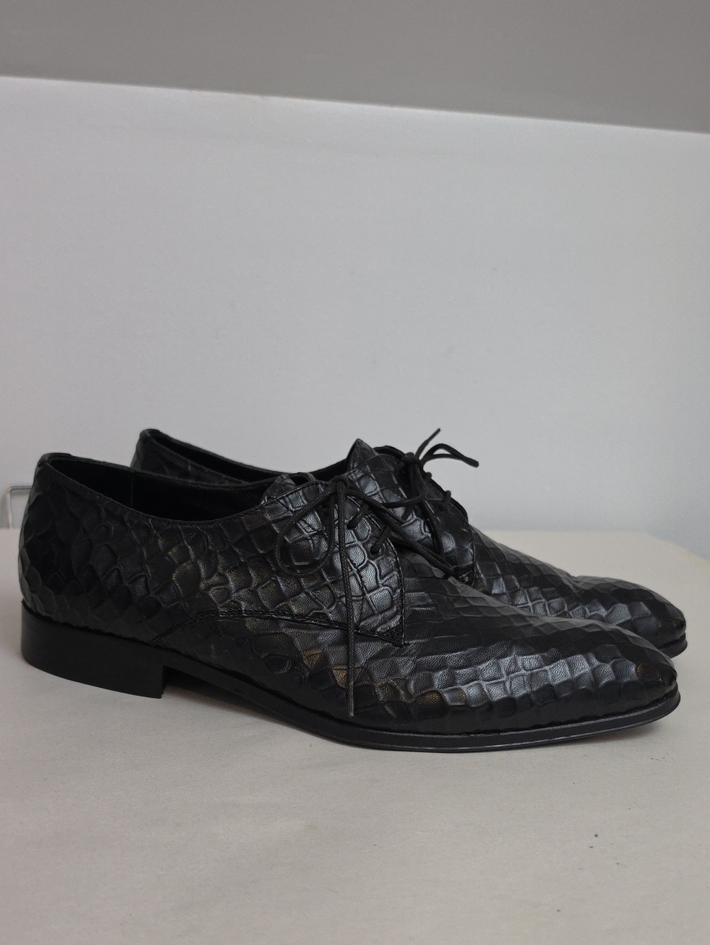 Lavorazione Blake Men's Black Textured Lace-Up Dress Shoes Sz 43